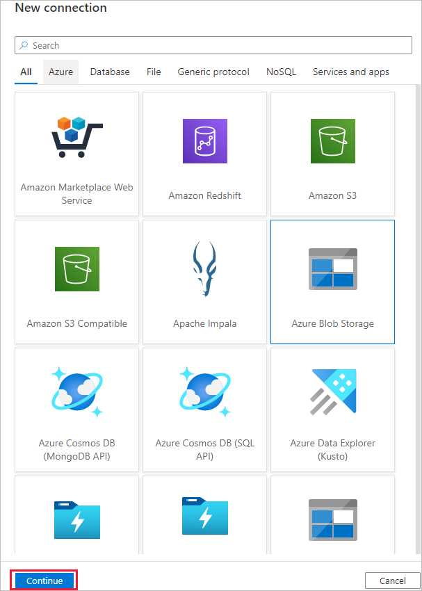 Select Azure Armazenamento do Blog