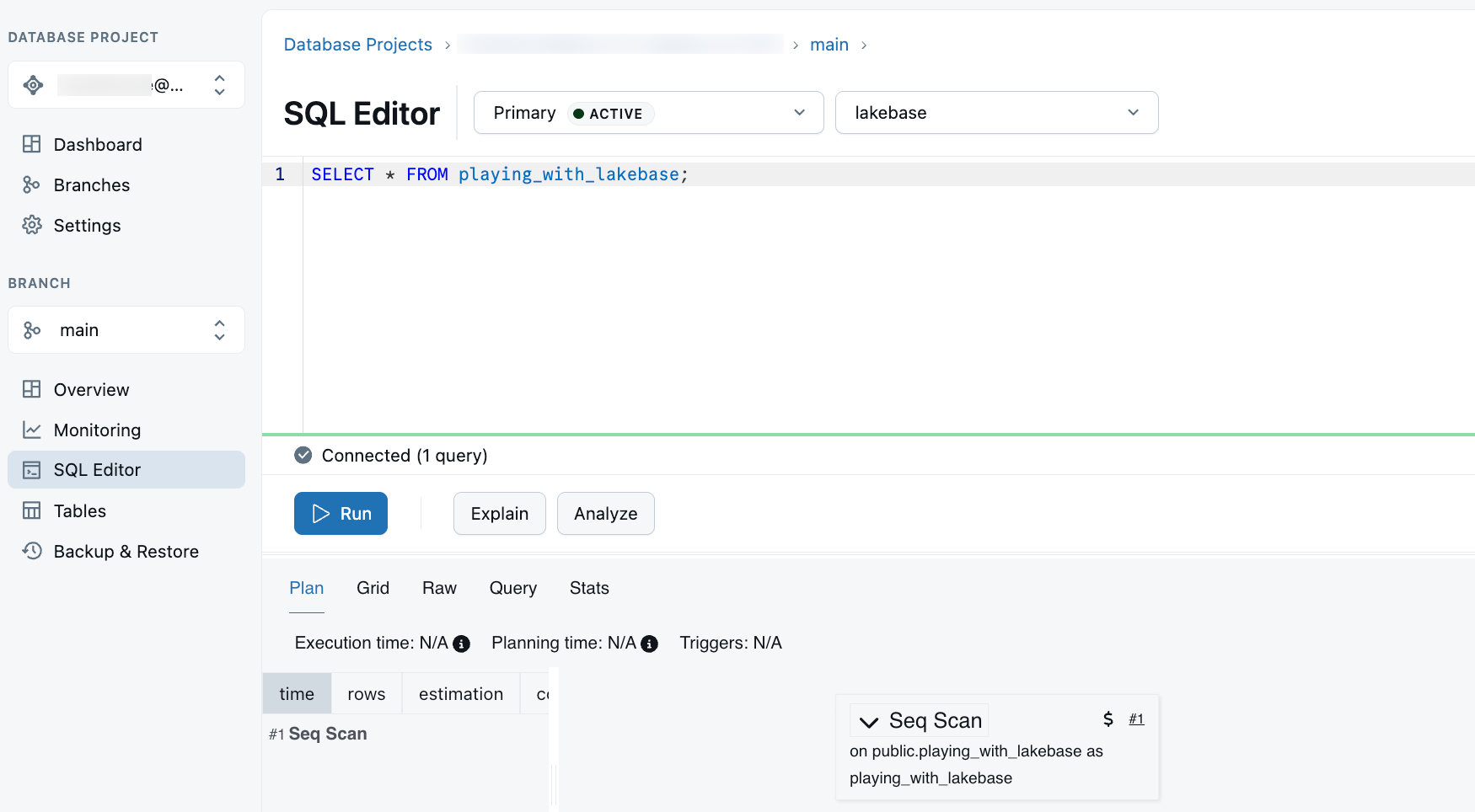 Lakebase SQL Editor Explique e Analise