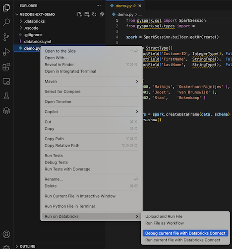 Depurar arquivo atual do menu de contexto