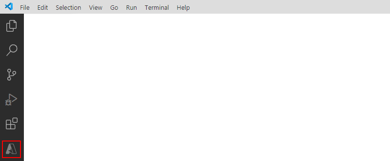A captura de tela mostra a Barra de Atividades de Código do Visual Studio e o ícone do Azure selecionado.
