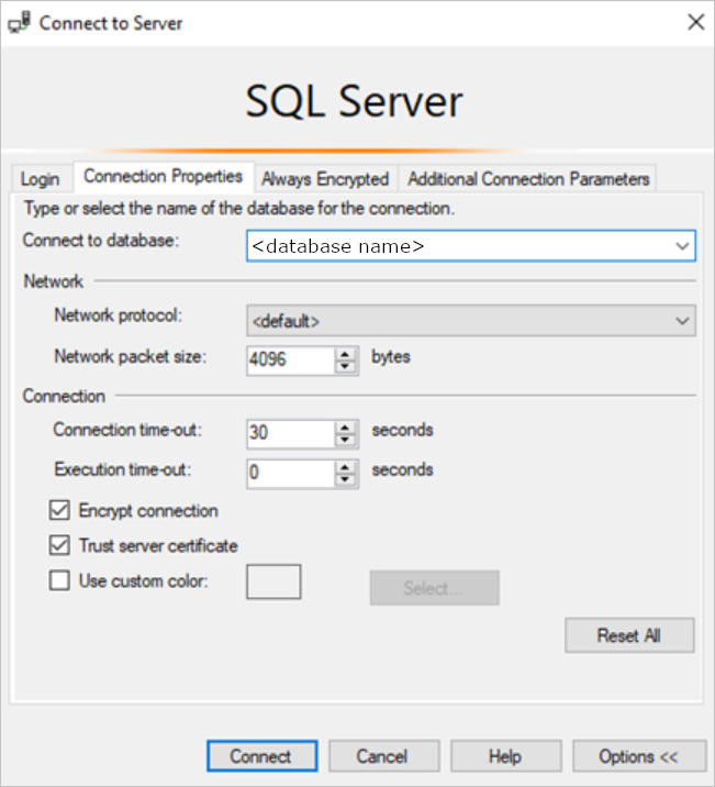Propriedades de ligação do SQL Server