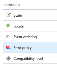 Localização da política de erro de saída do Azure Stream Analytics