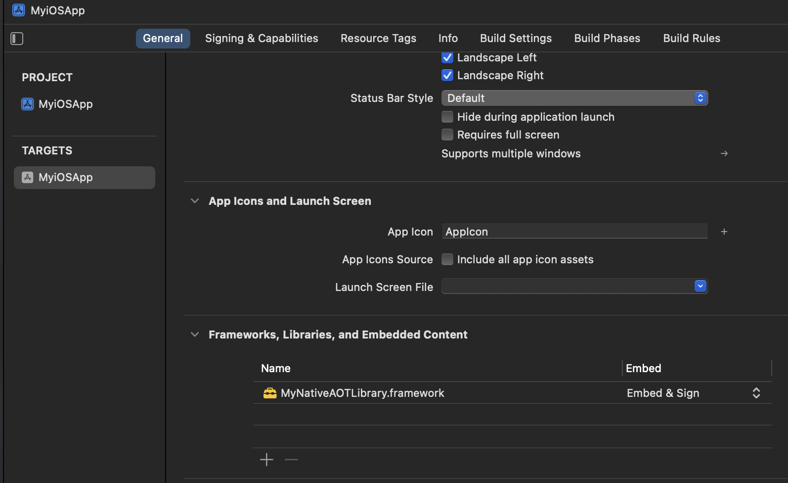 Xcode Adicionar referência de framework