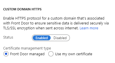 Captura de ecrã da caixa de diálogo HTTPS do Domínio Personalizado.