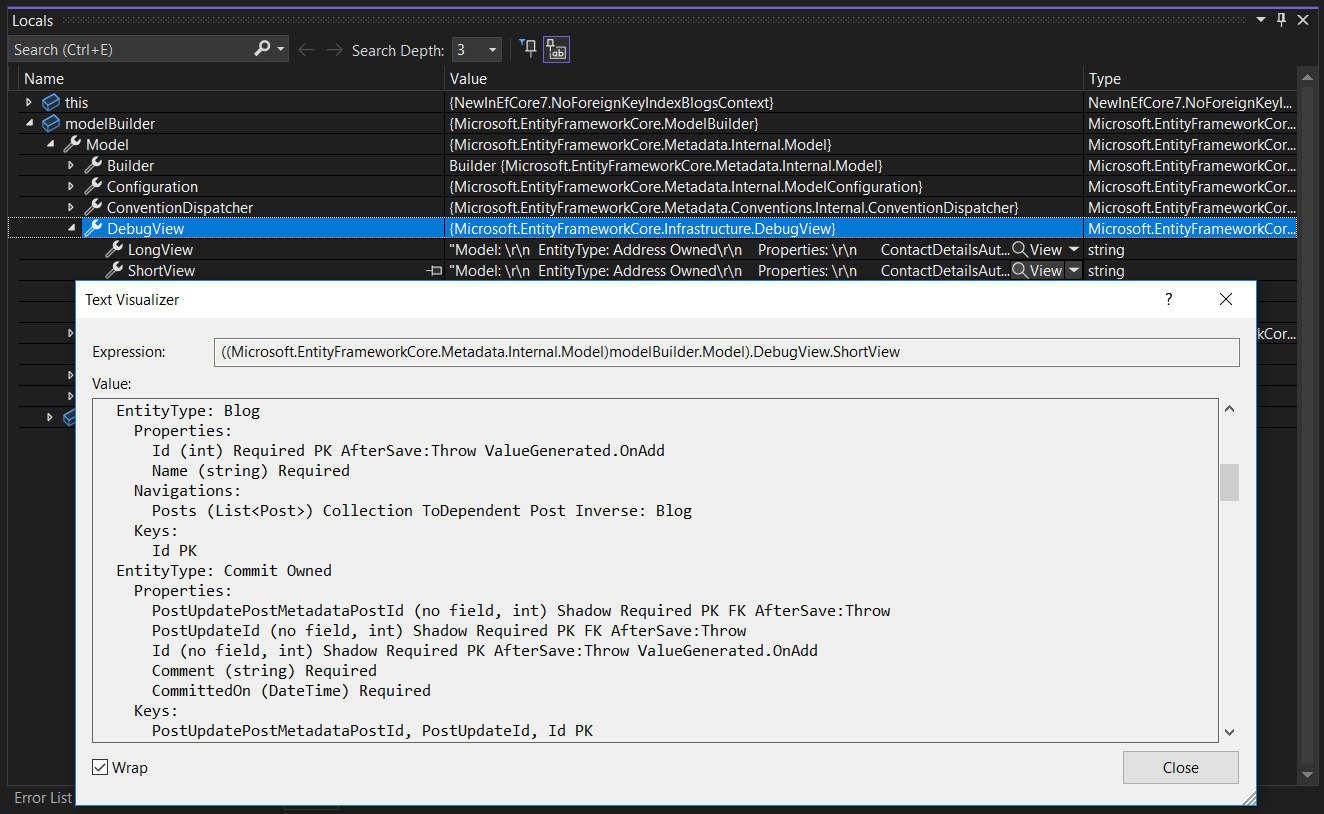 Aceder à vista de depuração do construtor de modelos a partir do depurador do Visual Studio