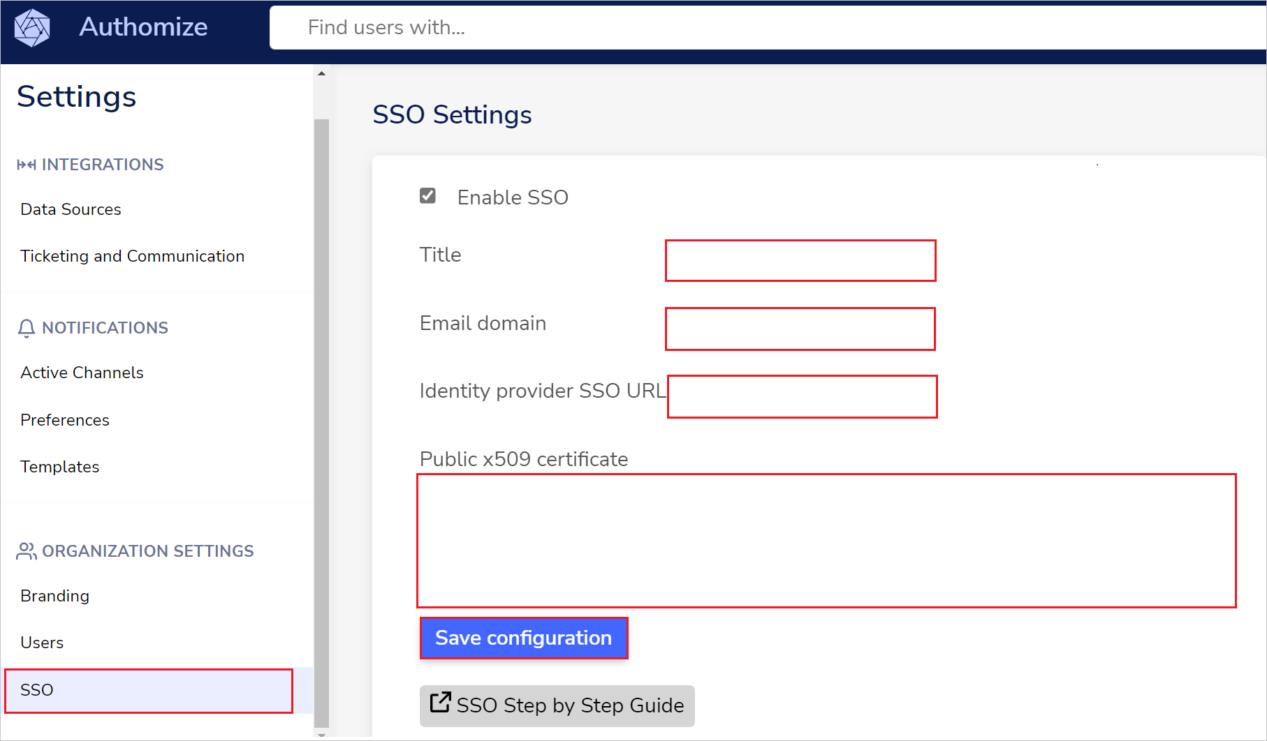 Captura de ecrã que mostra as Definições de Configuração.