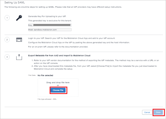 Configurar o botão de metadados de administrador de Sign-On único