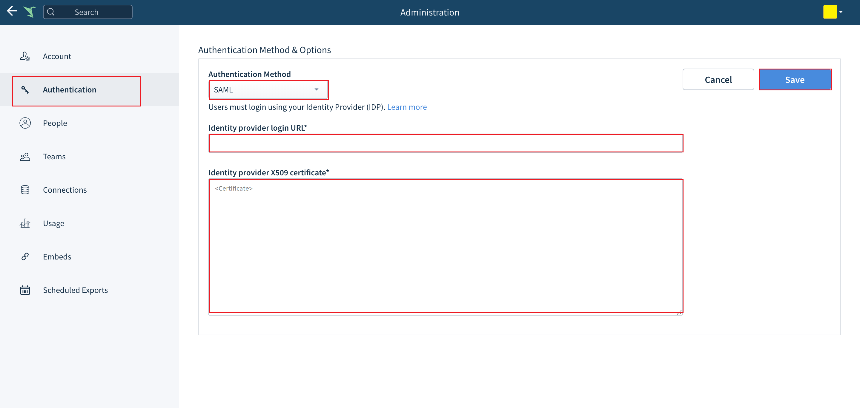 Configurar seção de SSO da Sigma Computing