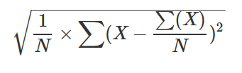 Imagem mostrando uma fórmula de exemplo Stdev.
