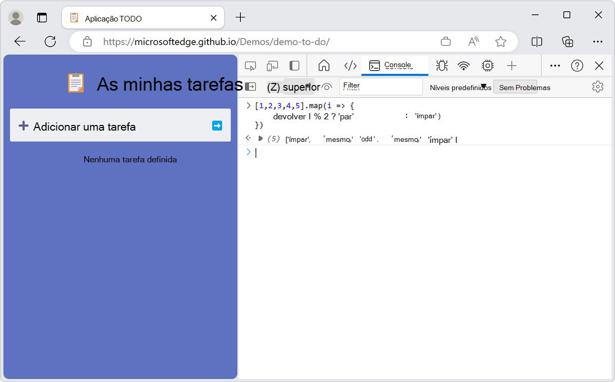 A Consola reconhece expressões de várias linhas com chavetas e avanços