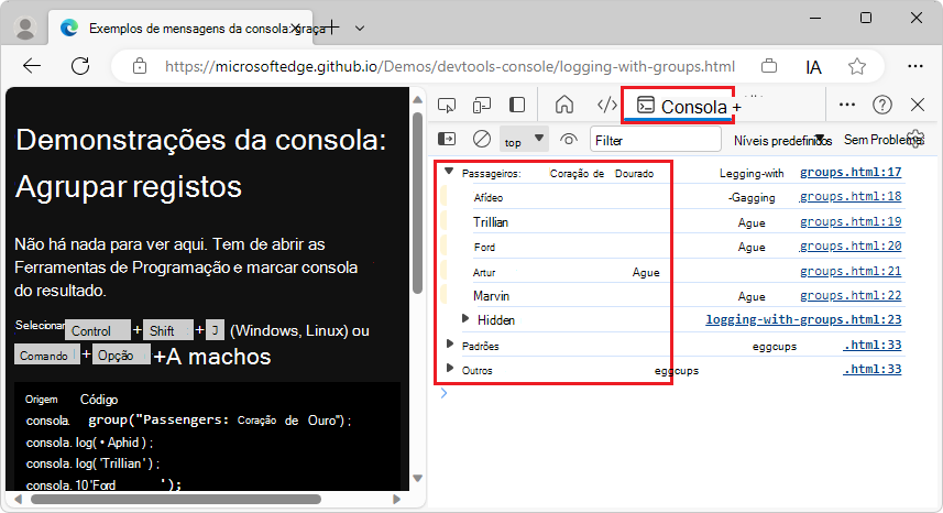 Registar muitos valores como grupos