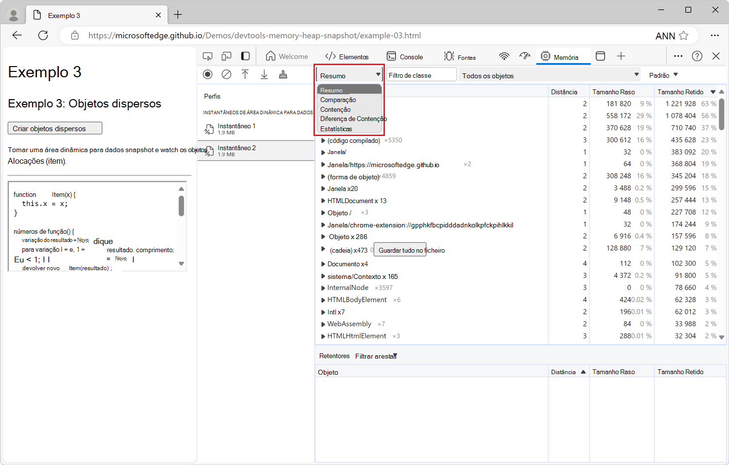 Alternar seletor de vistas