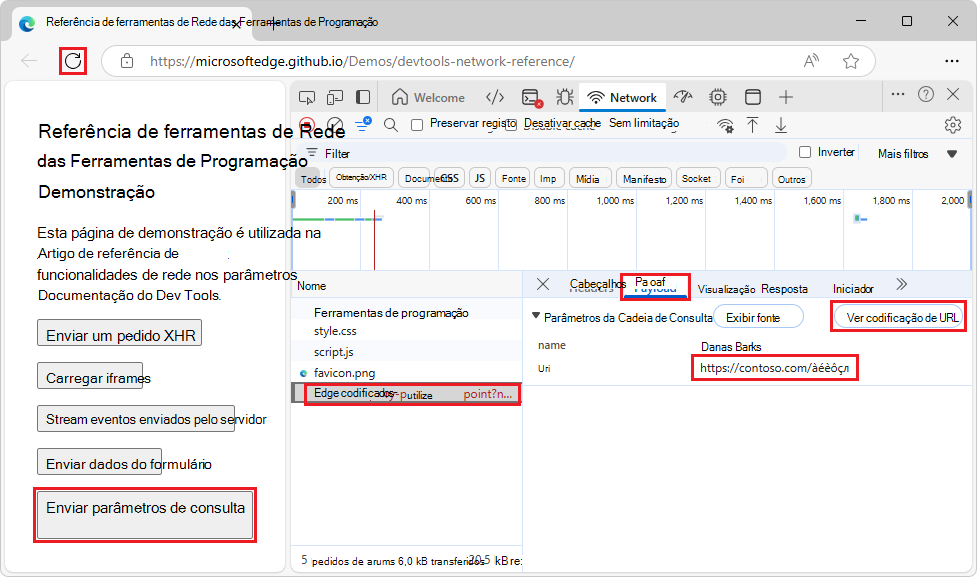 Parâmetros de cadeia de consulta apresentados com carateres descodificados