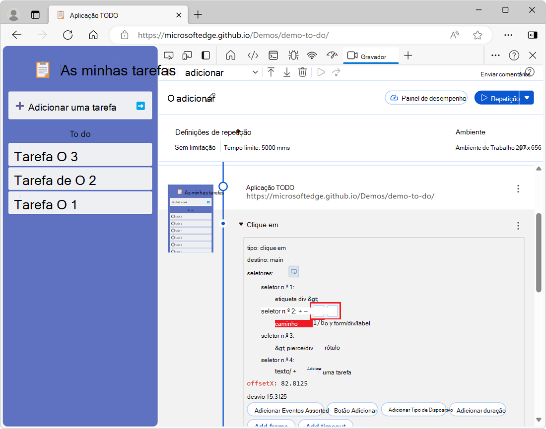 Os botões Adicionar e Remover um seletor