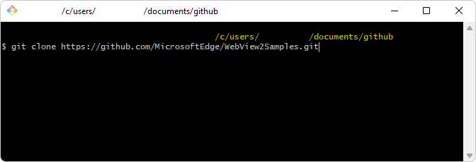 Utilizar a shell do Git Bash para introduzir o comando git clone no git de destino local pretendido ou no diretório de repositório do GitHub