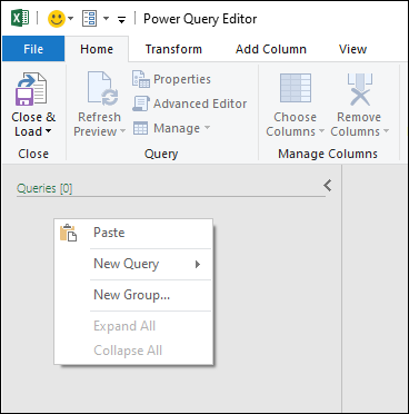 Cole a consulta do Power BI Desktop para o Power Query para Excel.
