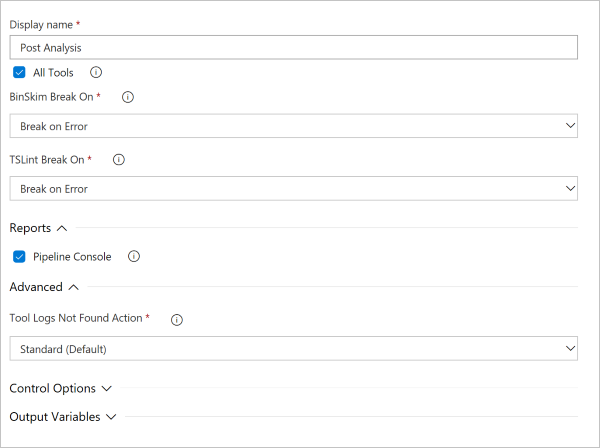 Configurando a tarefa de compilação pós-análise