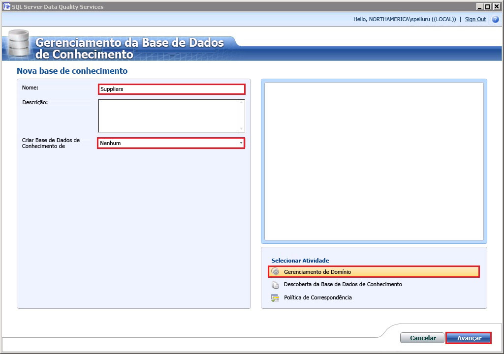 Nova Base de Dados de Conhecimento - Gerenciamento de Domínio
