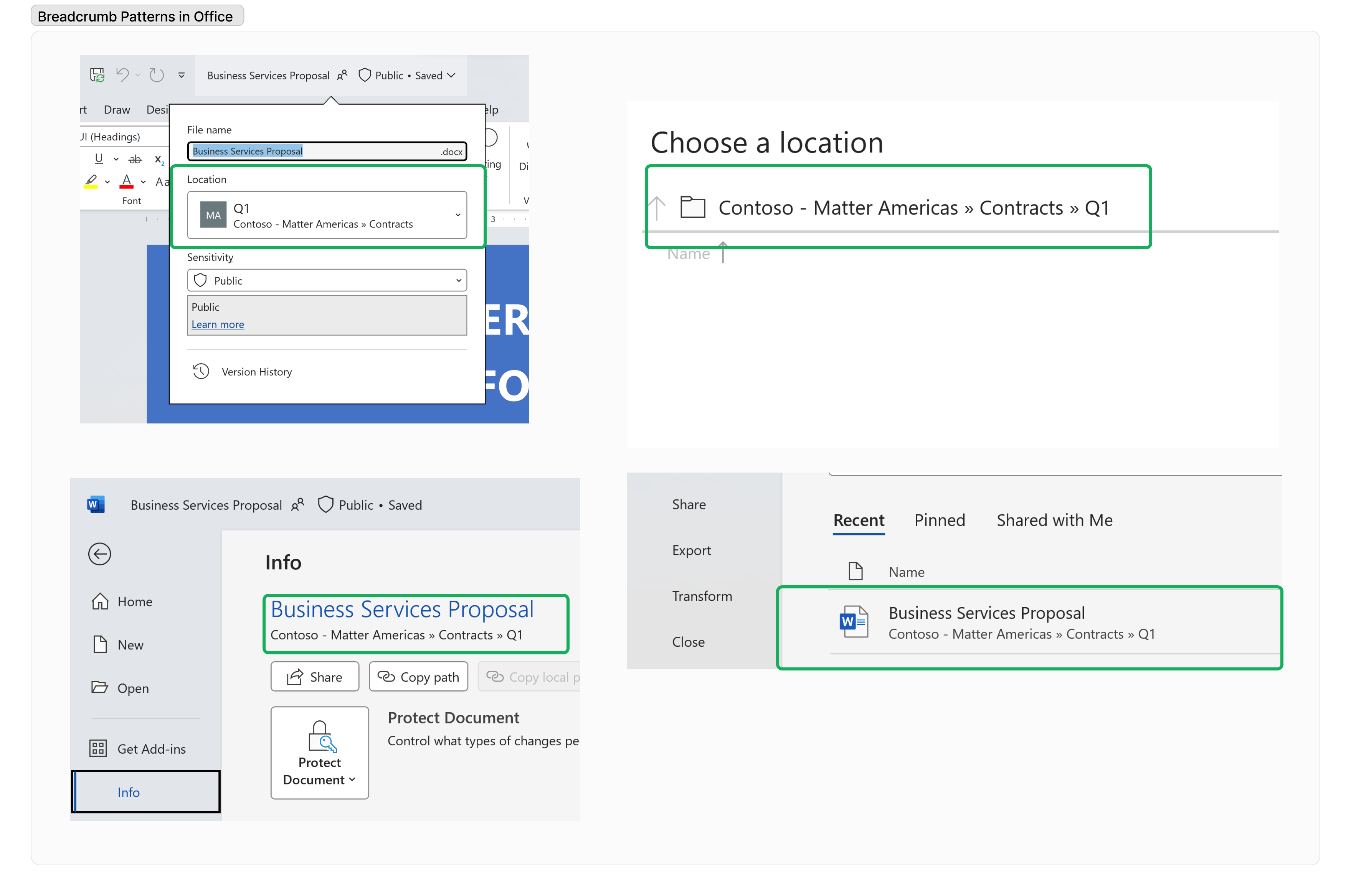 Captura de ecrã a mostrar as opções de trilho nas Aplicações Incorporadas do SharePoint.