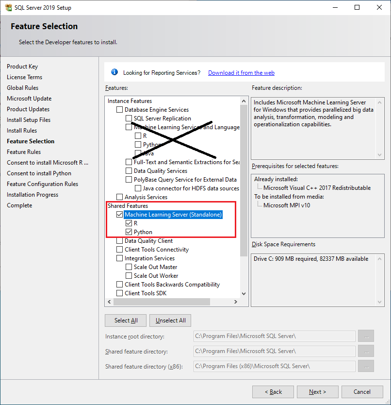 Escolha funcionalidades R ou Python