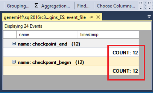Captura de ecrã a mostrar que foi adicionado um valor COUNT.