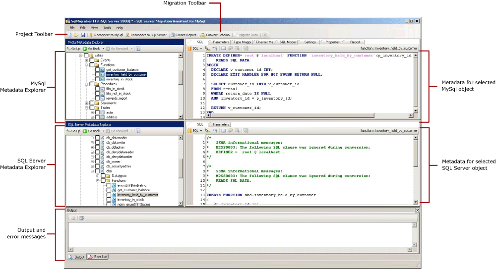 SSMA para MySQL Interface Gráfica de Utilizador