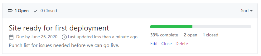 Captura de tela de um quadro de projeto do GitHub.
