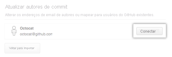 Captura de tela do processo de autor de confirmação de conexão.