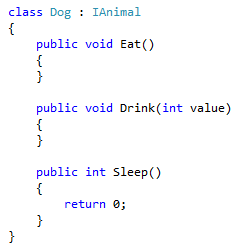 Captura de ecrã da classe resultante - C#.