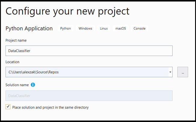Configure seu novo aplicativo Python