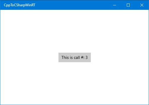 captura de tela do Windows C++/WinRT chamando para um componente C#