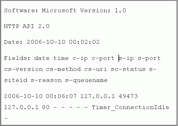 Captura de tela que mostra a janela de comando netsh H T T P exibindo um log de erros H T T P para tempo limite.