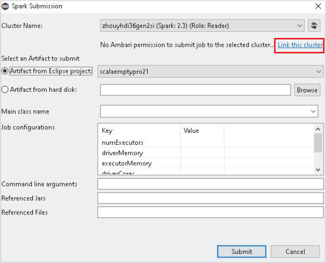 HDInsight Spark-kluster i Azure Explorer länkar detta.