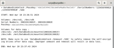 Skärmdump som visar en upplåst data box-disk.