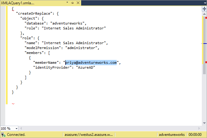 TMSL-skript i XMLA-fråga