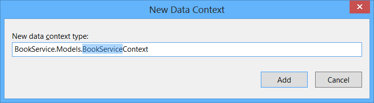 Skärmbild av dialogrutan Ny datakontext som visar standardnamnet i fältet Ny datakontexttyp.