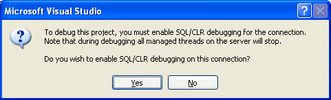 Aktivera SQL/CLR-felsökning