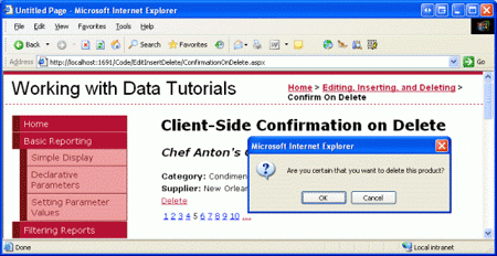 En bekräftelse visas nu när du klickar på knappen Ta bort