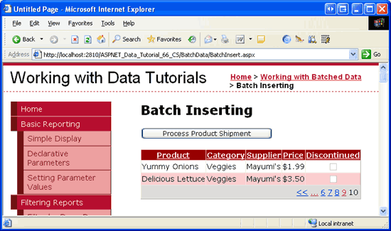 De nya produkterna finns på sista sidan i GridView