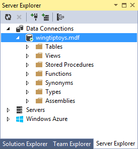 Användargränssnitt och navigering – Server Explorer