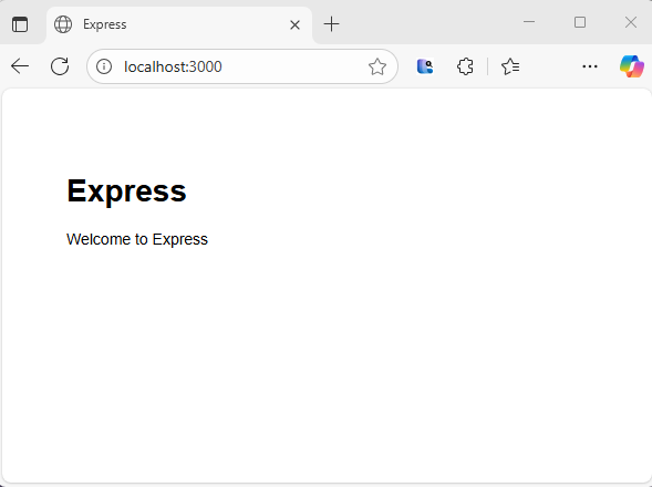 Skärmbild av ett Express-program som körs i en webbläsare.
