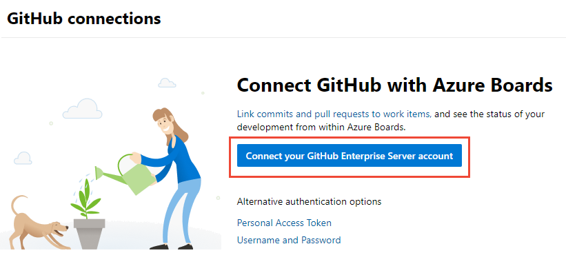 Skärmbild första gången du ansluter med GitHub credentials.