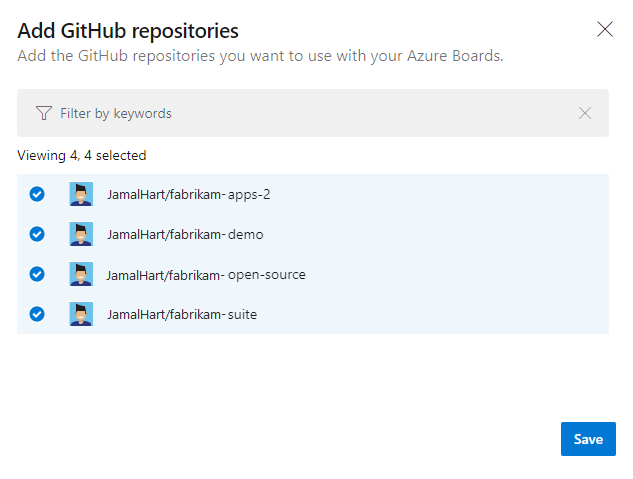 Screenshot som visar GitHub repos.