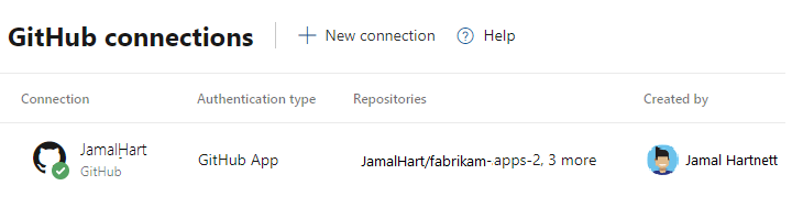 Skärmbild av listan över anslutna lagringsplatser.