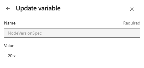 Skärmbild av uppdatering av värdet för en kötidsvariabel.