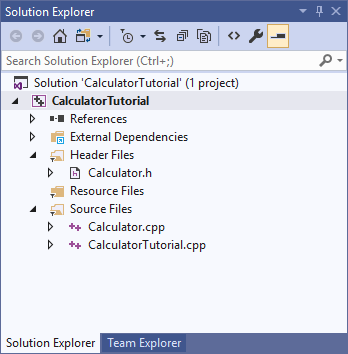 Skärmbild av fönstret Visual Studio Solution Explorer.