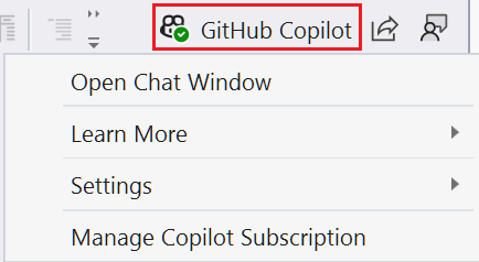 Skärmbild av GitHub Copilot-knappen.