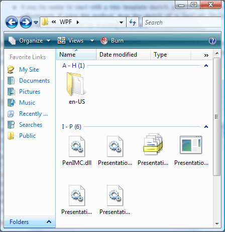 Windows Explorer-vyn som visar ojämn layout.