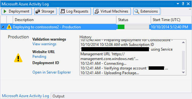 Microsoft Azure-aktivitetsloggfönster