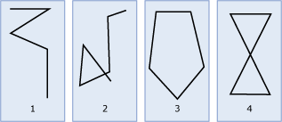 Diagram över exempel på geometri LineString-instanser.
